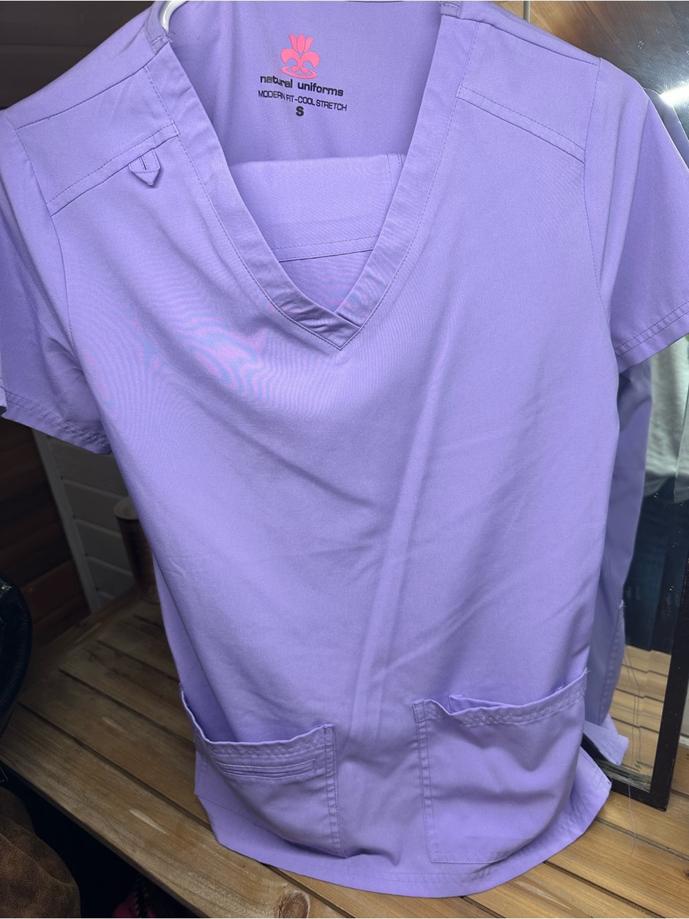 Natural Uniforms Women's Lavender V-Neck Scrub Top & straight leg pants SET